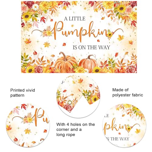 Mocsicka Pumpkin Baby Shower Backdrop A Little Pumpkin is On The Way Backdrop Banner Fall Pumpkin Autumn Maple Leaves Baby Shower Decorations Photo Booth Props 70.8x43.3(inch)