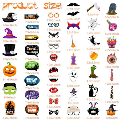 45Pcs Halloween Photo Booth Props Kit, Scary Halloween Photo Booth, Selfie Props for Dress Up Party Costumes Accessories Hallo ween Party Decorations