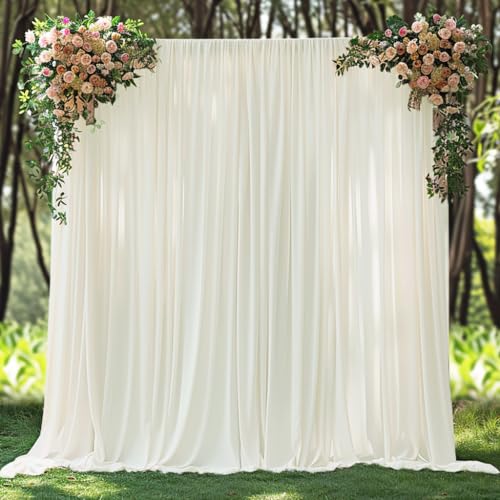 30x10ft Wrinkle Free Ivory Backdrop Curtain for Parties Soft Fabric Drapes Wedding Ivory Curtain Backdrop for Birthday Party Decorations Background for Photography 5x10ft,6 Panels - color: Ivory, size: W5' X H10'(6 Panels)