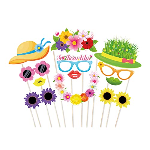 25pcs Spring Theme Photo Booth Props Spring Patterns Party Decorations Party Favor for Spring Sunflowers Party Essentials