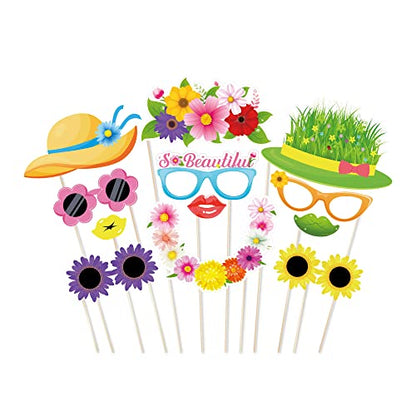 25pcs Spring Theme Photo Booth Props Spring Patterns Party Decorations Party Favor for Spring Sunflowers Party Essentials