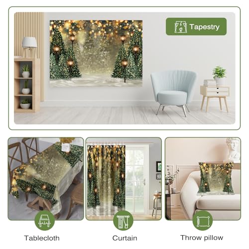 Mocsicka 7x5ft Winter Christmas Tree Backdrop Glitter Bokeh Winter Snow Forest Trees Photography Background Family Christmas Holiday Wall Decorations Photo Props - size: 7x5ft