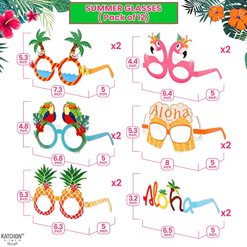 KatchOn Luau Glasses - Pack of 12 | Photo Booth Props, Aloha Party Decorations - color: Summer Aloha