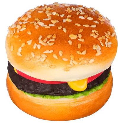 Didiseaon Artificial Pu Hamburger Model 3.14X2.75X2.75In Realistic Fake Burger Decor for Home Kitchen Display Photography Prop Bakery Ornament