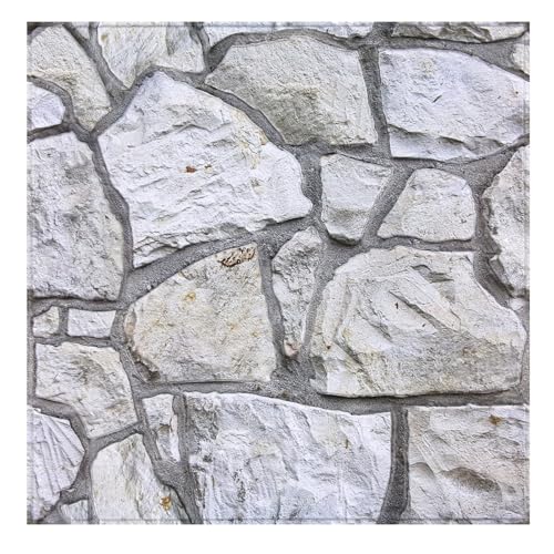 COMSTICKC 3D Faux Stone Wall Panel Peel and Stick Wall Covering, 10 Pcs of 12"X12", Not Real Stone,Ultra-Light Thin PVC Rock Adhesive Fake Stone Backsplash Interior Decor - color: Gray Stone - 1