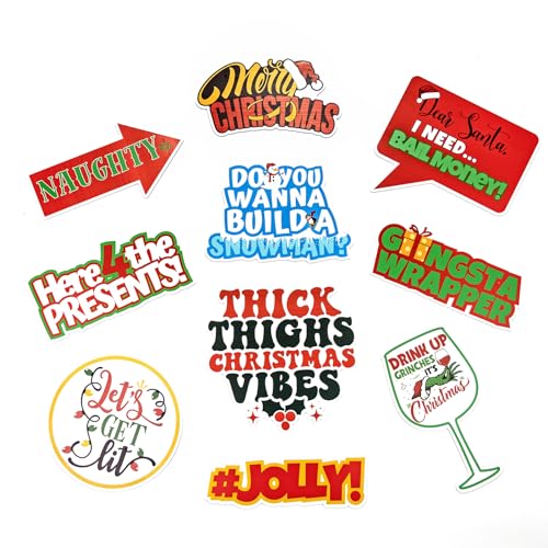 (Christmas) Elevate Your Photo Booth Experience with Our Durable & Waterproof Pack of Signs-Perfect for Weddings, Birthdays, and Photo Booth Businesses - PVC Foamboard Photo Props - color: Christmas