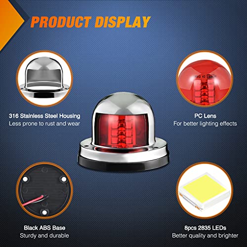 Nilight Marine Boat Navigation Light 2PCS 8LED Red Green LED Port Starboard Signals Bow Lights 12V Waterproof for Skeeter Yacht Pontoon Speedboat Sailboats Fishing Boats - color: 8LED Navigation Light-2Pcs