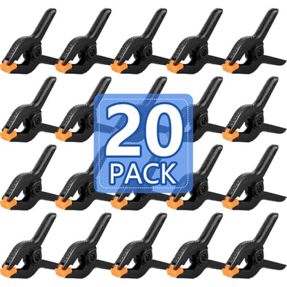 20 Pack 6 inch Plastic Spring Clamps, Black Heavy Duty Clips, Backdrop Clips, Plastic Clamps for Crafts, Backdrop Stand, Woodworking, Photography - size: 6in-20P