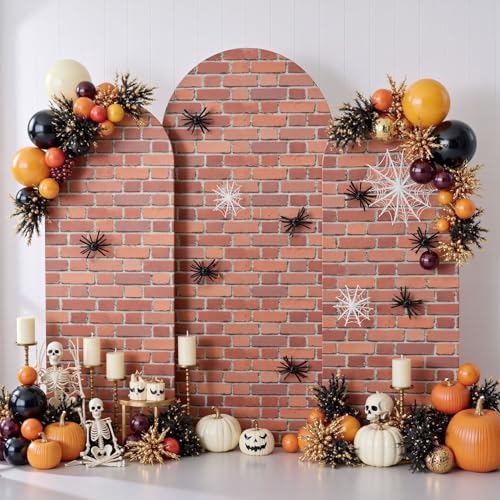 Set of 3 Arch Backdrop Cover Red Brick 7.2ft 6.6ft 6ft Spandex Wrinkle Free Fitted Arch Background Cover Farmhouse Style Top Chiara Arch Cover for Wedding Birthday Party Photography Arch Background - color: Brick, size: 7.2ft 6.6ft 6ft