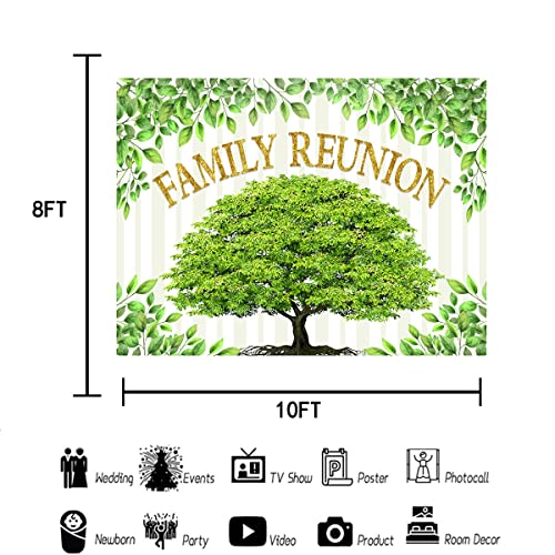 Family Reunion Backdrop, Family Tree Members Theme Photo Backdrop Vinyl 10x8ft Green Tree Family Gather Welcome Party Photography Backdrops Rod-Pocket Props, BJLSGU97 - size: 10x8ft