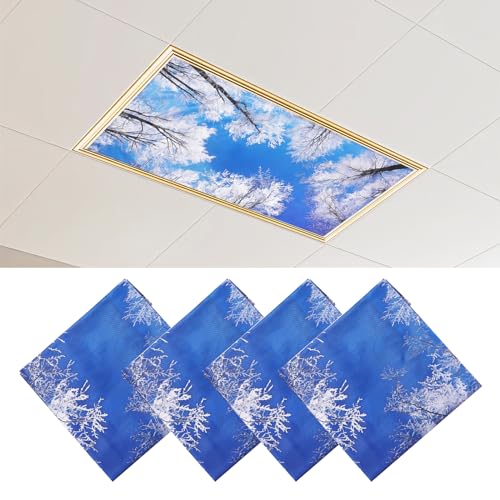 Torixqi 4 Pcs Fluorescent Light Covers - Light Covers for Ceiling Lights Classroom, Magnetic Light Filters for Office, Hospitals, Home 4 x 2 Feet (winter) - color: winter
