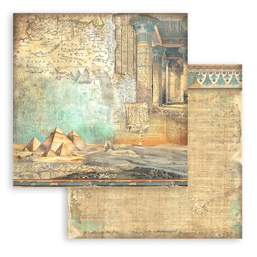 Stamperia - Scrapbook Paper Pad for Scrapbooking, Albums, Cards, Bullet Journals, and More, Acid Free, Double-Sided, Perfect for Crafts and Gifting (Land of Pharaohs Maxi Background) (30.5 x 30.5 cm)