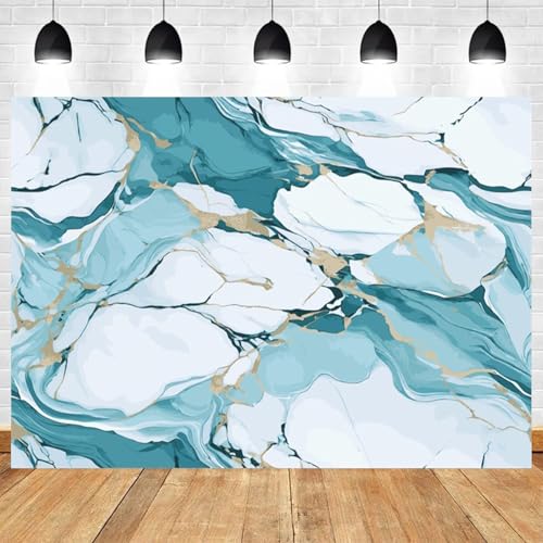 5x3ft Marble Backdrop Teal Gold Abstract Swirl Pattern Background for Photography Parties Events Home Wall Decor Studio Props - color: Color 22, size: 5x3ft