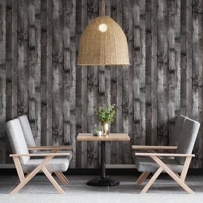 Peel and Stick Wood Wallpaper Grey/Black Vinyl 17.3"×120" Contact Paper Self Adhesive Thick Waterproof Self Adhesive for Cabinets liveroom - color: Grey/Black, size: 17.3" x 120"