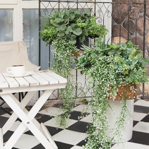 19Pcs Outdoor Artificial Boxwood UV Resistant Fake Stems Plants, Faux Plastic Greenery for Indoor Outside Hanging Plants Garden Porch Window Box Home Wedding Farmhouse Décor - color: Greenry