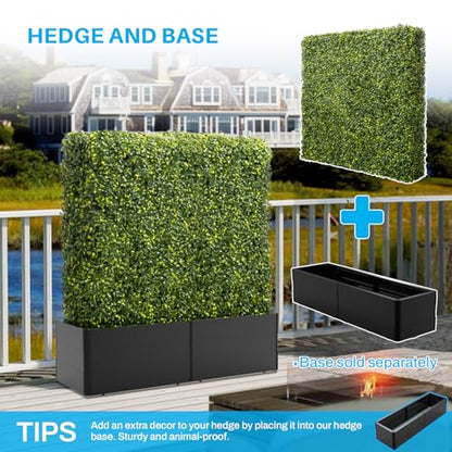 Patio Rigid Panel- Artificial Grass Wall Hedge 108" W x 18" H x 12" D Faux Boxwood Panels with Fake Plants Greenery Backdrop Room Divider Privacy Planters for Patio Office Balcony Porch - size: 108" x 18" x 12"