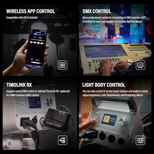 GODOX 3Pack LE300Bi Light Kit, Godox Litemons LE300Bi Video Light with Softbox Light Stand, Bowens Mount, DMX/Bluetooth APP Control, NFC Connection, 2800K~6500K, 58900Lux@1m, CRI/TLCI98, 11 Fx Effects