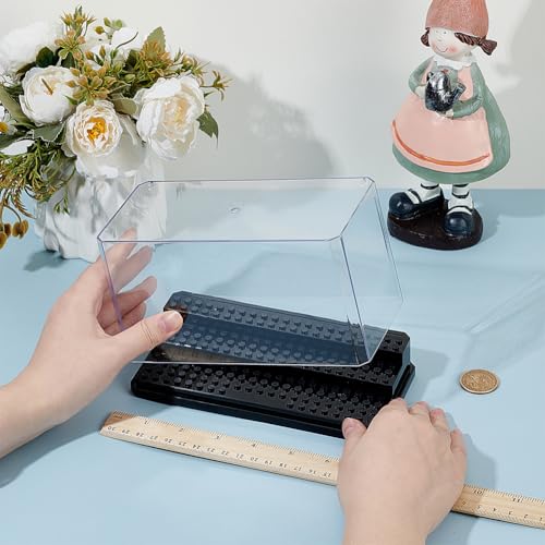 OLYCRAFT Acrylic Minifigure Display Case Box Display Case for Minifigure Action Figures Blocks Removable Display Box Cube Showcase for Models Gifts Dustproof Storage Display Boxes - Black - color: Black