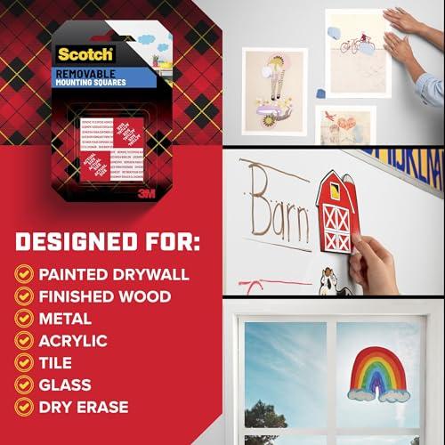 Scotch Removable Double-Sided Mounting Squares, Clear, 432 Pre-Cut Foam Squares, 0.45 in. x 0.45 in., Removes Easily Without Leaving Any Residue, Photo-Safe, Mess-Free Application (7225AMS-ESF) - size: 0.45 in. x 0.45 in.