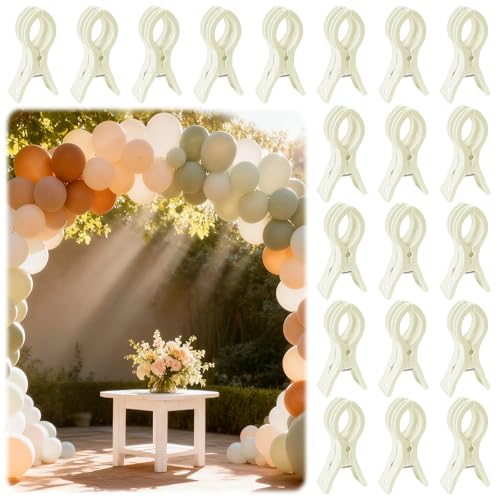 PUGPIU 20 Pack Balloon Arch Clips for Backdrop | Plastic White Spring Clamps | 3.5 Inch Heavy Duty Clip for Backdrop Stand | Birthday Wedding Decoration | Photography Studio | Crafts | Clothing - color: White2