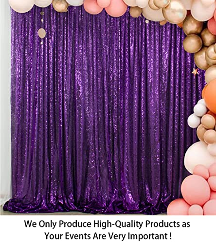 ShinyBeauty Purple Sequin Backdrop 7FTx7FT for Photo Booth, Wedding, Curtain - Glitter Fabric for Baby Happy Birthday - color: Purple, size: 7FTx7FT
