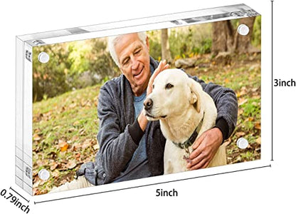 YestBuy 3x5 Acrylic Picture Frame,Clear Acrylic Photo Frames, Magnetic Picture Frames,Block Picture Frame For Desktop Display, Record Eternal Memory (3 Pack) - size: 3x5"