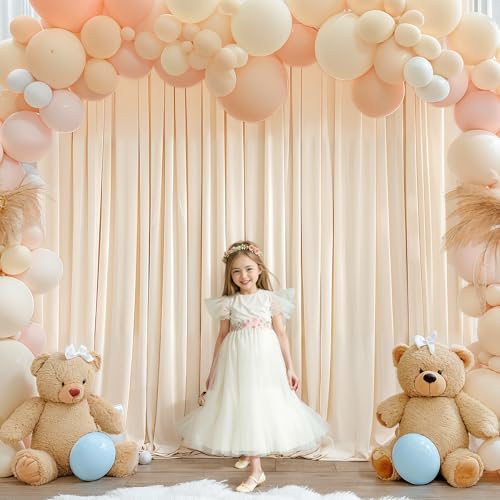 8x10FT Champagne Backdrop Curtains for Wedding Parties, Wrinkle Free Polyester Photography Backdrop Drapes for Baby Shower Birthday Parties Stage Background Stand Decorations 4x10ft,2 Panels - color: Champagne, size: W4' x H10'(2 Panels)