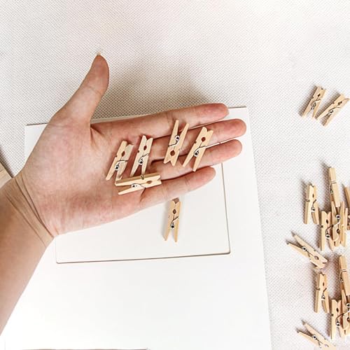 Small Clothes Pins for Photos,100PCS Mini Wooden Clothes Pins with 328 Feet Jute Twine,1.4 inch Tiny Clothes Pins for Photos,Crafts,Hanging Pictures,Baby Shower,Clip Photo Holders - color: Brown