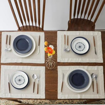 Simple&Opulence Linen Placemats Set of 4 – Hemstitched Dinner Cloth Placemats for Wedding,Party,Mothers Day,Easter – Machine Washable and Reusable 14"×19" Linen - color: Linen, size: placemat(14"×19”)