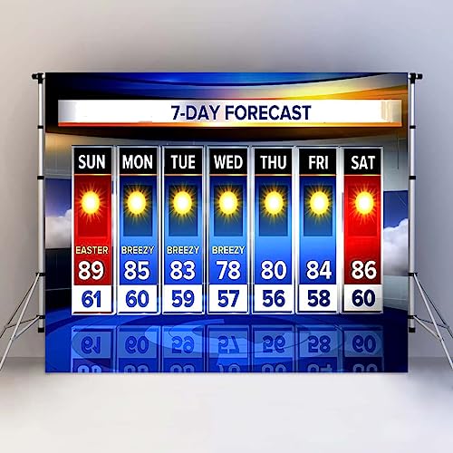 Weather Forecast Backdrop 7x5ft Seven-Day Broadcast Sunny Day Photo Background Business Study Portrait Studio Prop Wallpaper RBJMYLU225 - size: polyester microfiber fabric-7x5ft