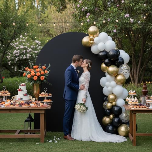 Double Sided 6.6FT Black Arch Backdrop Cover Spandex Fitted Stretchy Arch Covers for Wedding Birthday Party Bridal Baby Shower Ceremony - color: Black, size: 6.6FT