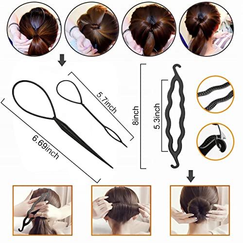 25 Pieces Hair Styling Tools Kit, Magic Styling Tools Kit, Simple and Fast, Com Hair Clips/Pins/Foam Pads for Women Girls Hair Braiding