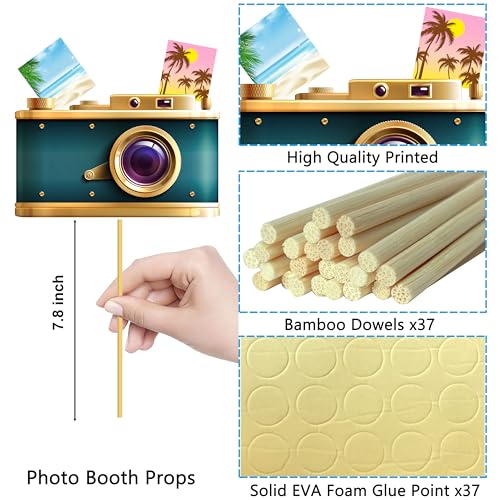 37pcs Travel Theme Party Photo Booth Props Adventure Awaits Party Decorations Let The Adventure Begin Bon Voyage Map Theme Photo Props for Farewell Retirement Around The World Party Supplies