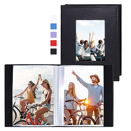 Vienrose Small Photo Album 4x6 Photos, 2 Pack Leather Cover Mini Photo Book, 26-Page Holds 52 Pictures, Artwork or Postcards Storage, Black - color: Black, size: 26 Pockets