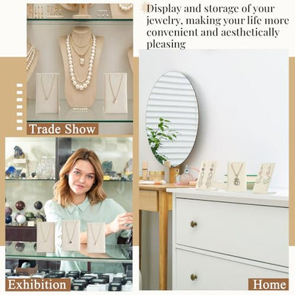 RattanView 12 Pieces Velvet Earring Display Stand Necklace Pendant Jewelry Stand Showcase Organizer Display Holder for Earring Pendant Accessory Rack(Beige,Straight Style,Velvet) - color: Beige, style: Straight Style