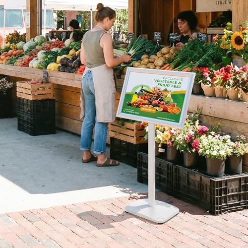 3-Pack Sign Holder Stand with Heavy Duty Base, 11x17 Inch Pedestal Floor Standing Menu&Poster&Signage Holder, Stand for Display Indoor/Outdoor Restaurant, Store, Advertising, Silver - color: Silver, size: 3 Pack - 11x17 in