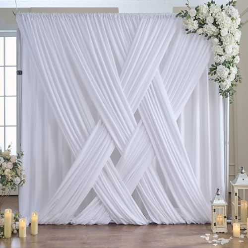 50x10FT White Backdrop Curtains for Party, 10 Panels 5x10FT Thick Polyester Backdrop Drapes, Wrinkle Resistant Photography Background Drapes for Wedding Birthday Home Decoration - color: White, size: W5' X H10'(10 Panels)