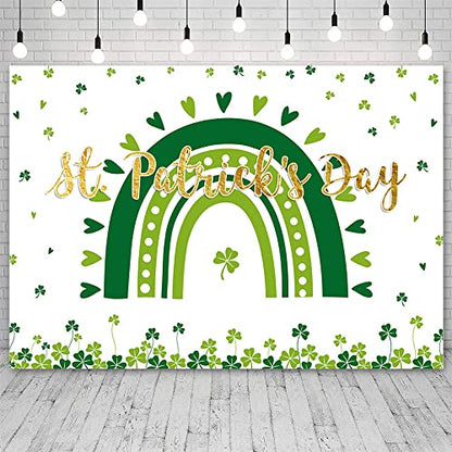 7x5ft Happy St.Patrick's Day Backdrop Lucky Irish Shamrock Photography Background Spring Lucky Green Rainbow Party Decorations Photo Shoot Props