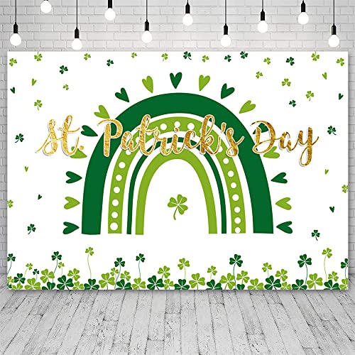 7x5ft Happy St.Patrick's Day Backdrop Lucky Irish Shamrock Photography Background Spring Lucky Green Rainbow Party Decorations Photo Shoot Props