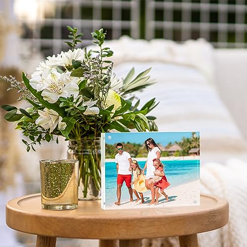 TWING 6 Pack 8 x 10 Acrylic Picture Frames, Magnetic Lucite Clear Picture Frame, 8 by 10 Magnetic Photo Frame Self Standing Double Sided, Gift - size: 8x10" 6pack