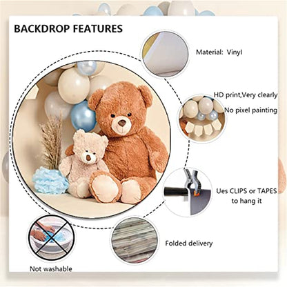 Bear Newbown 1st Birthday Cake Breakup Balloon Baby Backdrop Decoration Photo Studio Photocall 1st Birthday Party Banner Cake Smash Photo Prop,7x5ft - size: 7x5ft