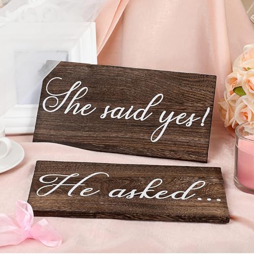 Blulu 2 Pieces She Said Yes Sign Wedding Engagement Decor Photo Props Sign for Party Wall Decor Wood Hanging Handmade Couple Keepsake for Engagement Wedding