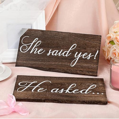 Blulu 2 Pieces She Said Yes Sign Wedding Engagement Decor Photo Props Sign for Party Wall Decor Wood Hanging Handmade Couple Keepsake for Engagement Wedding