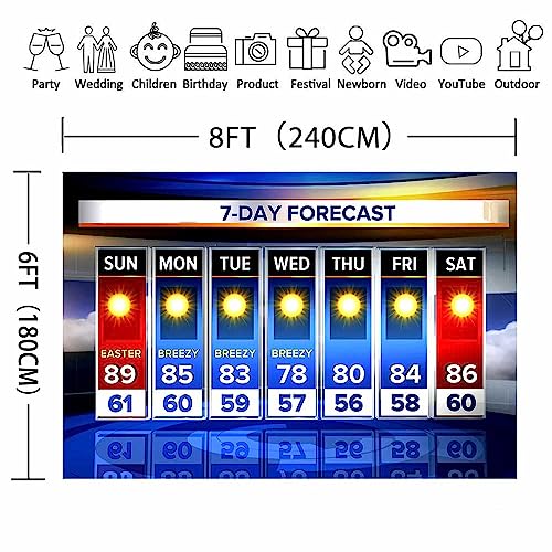 Weather Forecast Backdrop 8x6ft Seven-Day Broadcast Sunny Day Photo Background Business Study Portrait Studio Prop Wallpaper BJMYLU433 - size: vinyl-8x6ft