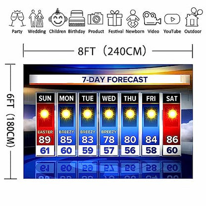 Weather Forecast Backdrop 8x6ft Seven-Day Broadcast Sunny Day Photo Background Business Study Portrait Studio Prop Wallpaper BJMYLU433 - size: vinyl-8x6ft
