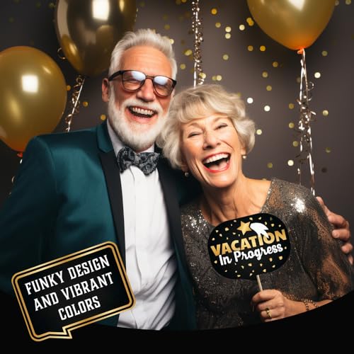PartyGraphix Retirement Photo Booth Props - European Made Retirement Party Supplies - Easy to Assemble Selfie Props - Decorations Kit Includes 15 Pieces