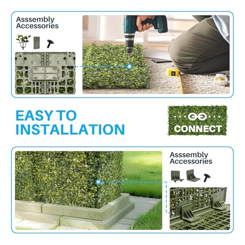 Patio Rigid Panel- Artificial Grass Wall Hedge 36" W x 18" H x 12" D Faux Boxwood Panels with Fake Plants Greenery Backdrop Room Divider Privacy Planters for Patio Office Balcony Porch - size: 36" x 18" x 12"