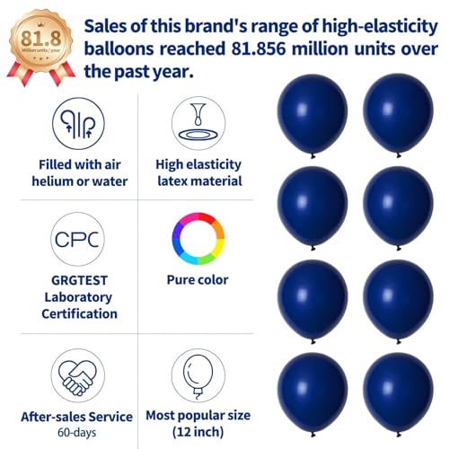110pcs Navy Blue Balloon 12 Inch, Navy Blue Latex Balloon for Birthday Party Baby Shower Wedding(with 2 Ribbons). - color: A18-navy Blue, size: 12inch(normal)