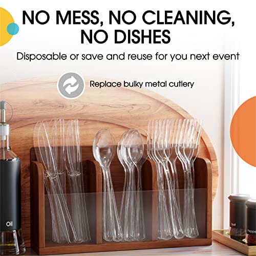 Party Solids Clear Plastic Forks 200 Pieces Clear Forks Disposable Utensils Heavy Duty Plastic Cutlery Set Disposable Cutlery Sets Flatware Sets Silverware Set Party Supplies & Party Tableware - color: Clear