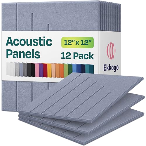 Acoustic Panels 12-Pack Soundproof Wall Panels 12"x12"x0.4" Decorative Sound Dampening for Your Home, Office, Studio, Bedroom & More with Unique LineWave Carving [Dusky Gray] - color: Dusky Gray, size: LineWave 12 Pack